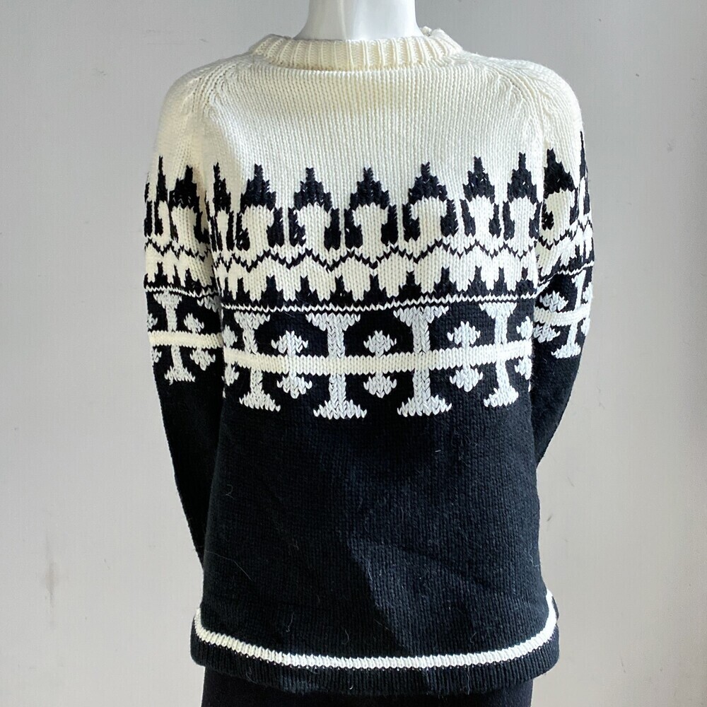 Vintage Kari Lynn Virgin Acrylic Geometric Print Fairisle Zip Shoulder Pullover